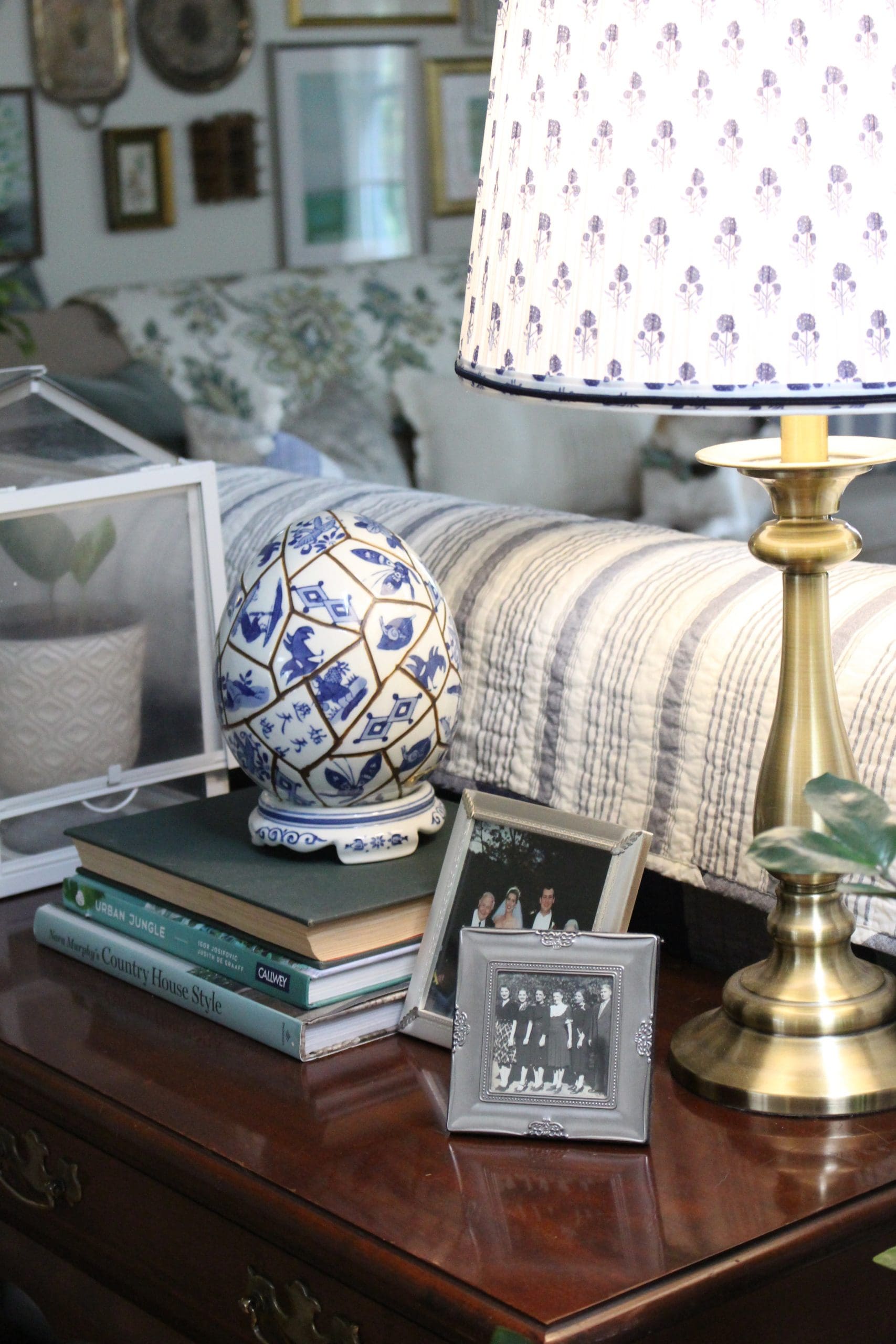 Early Fall in the Family Room with Touches of Blue and Green~ White Cottage Home & Living