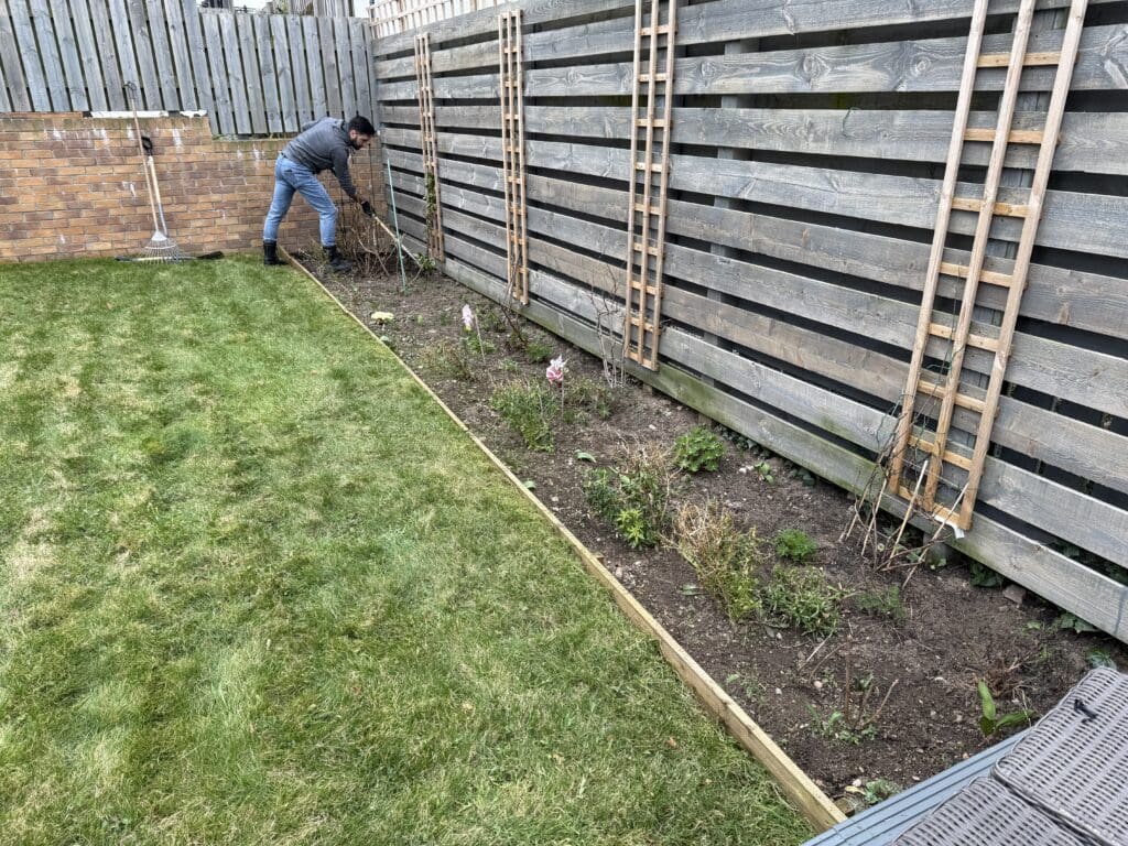 Digging out the flower beds after a harsh winter